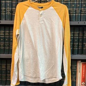 American Eagle Henley Shirt Yellow & Beige M